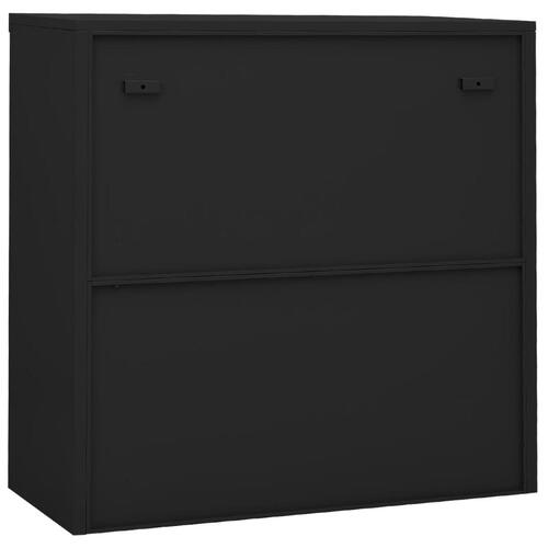 Kontorskab med skydedøre 90x40x90 cm stål antracitgrå