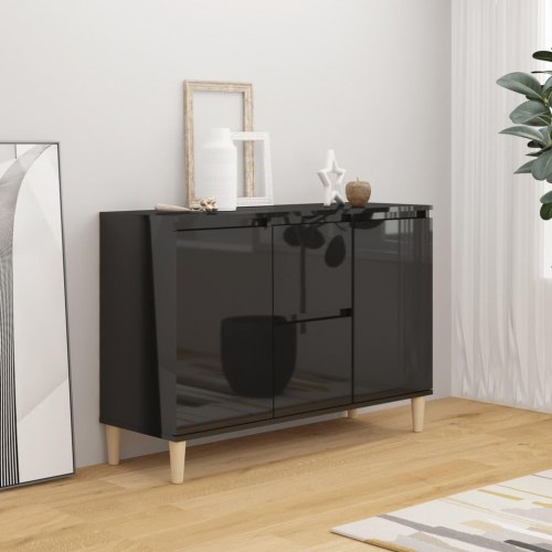 Skænk 101x35x70 cm konstrueret træ sort højglans