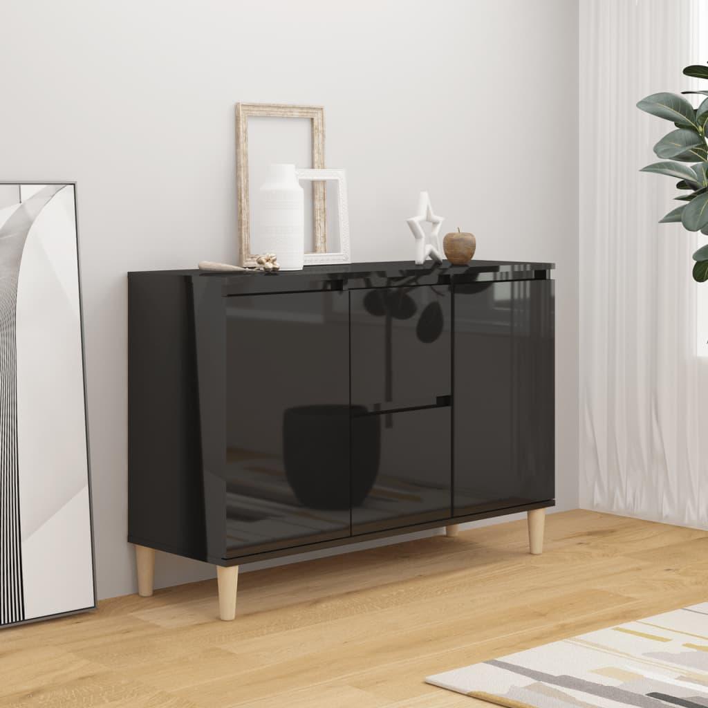 Skænk 101x35x70 cm konstrueret træ sort højglans