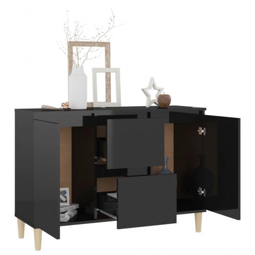 Skænk 101x35x70 cm konstrueret træ sort højglans