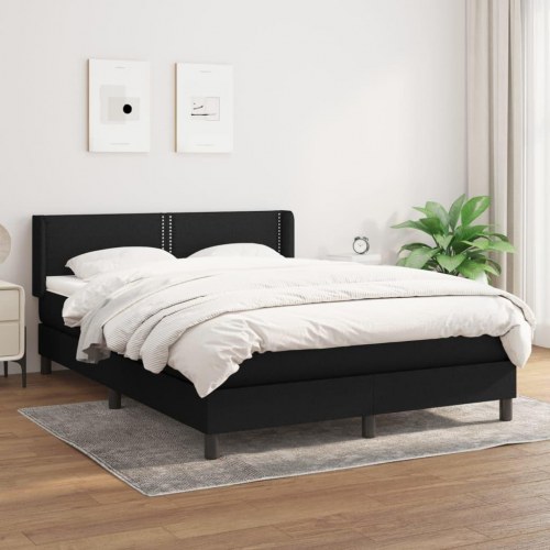 Kontinentalseng med madras 140x200 cm - stof, sort