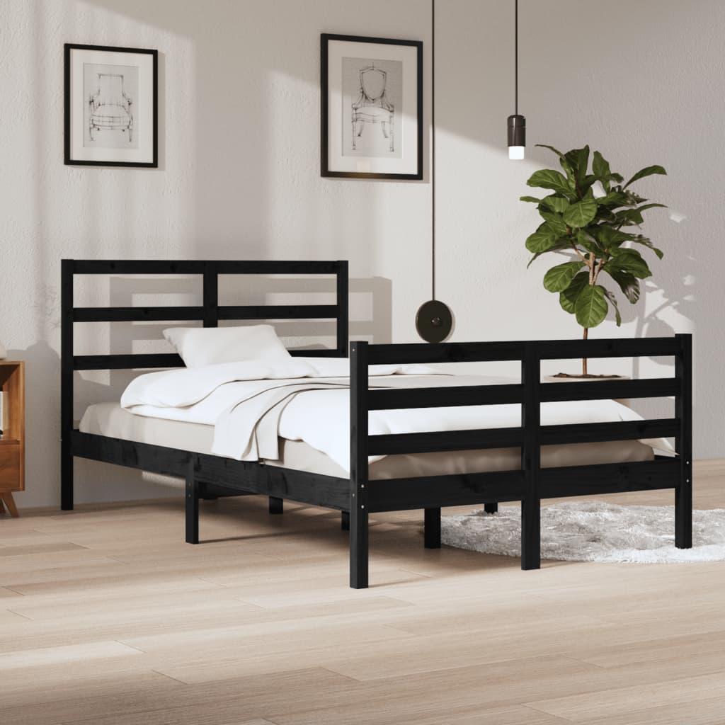 Sengeramme 120x200 cm massivt fyrretræ sort