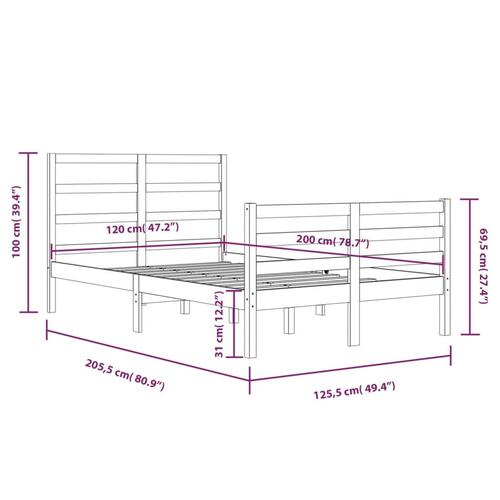 Sengeramme 120x200 cm massivt fyrretræ sort