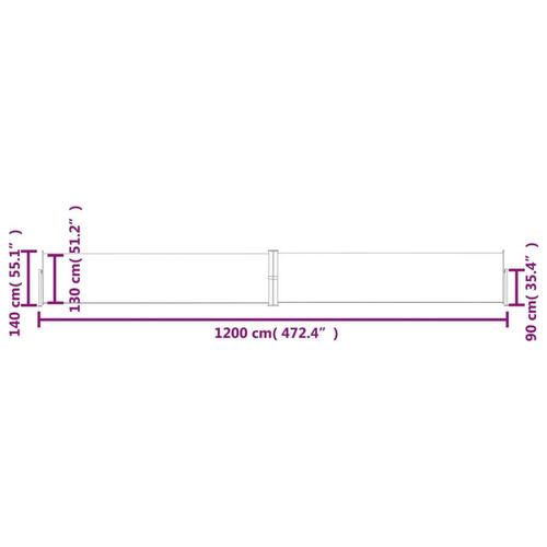 Sammenrullelig sidemarkise til terrassen 140x1200 cm sort