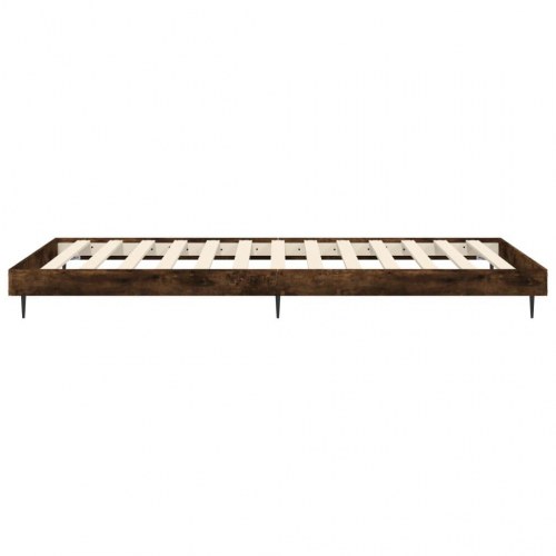 Sengeramme 100x200 cm i konstrueret træ - røget eg, med metalben