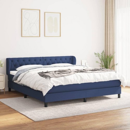 Kontinentalseng med madras 160×200 cm - stof, blå