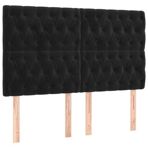 Sengegavle 4 stk. 80x7x78/88 cm fløjl sort