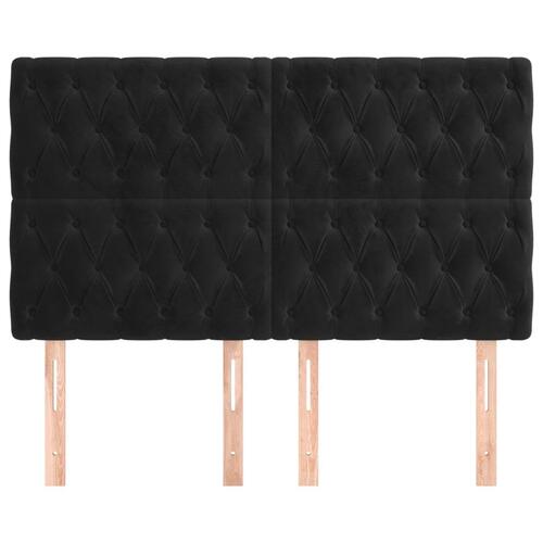 Sengegavle 4 stk. 80x7x78/88 cm fløjl sort