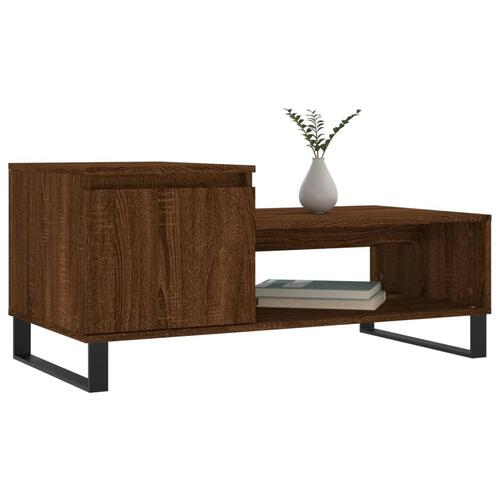 Sofabord 100x50x45 cm konstrueret træ brun egetræsfarve