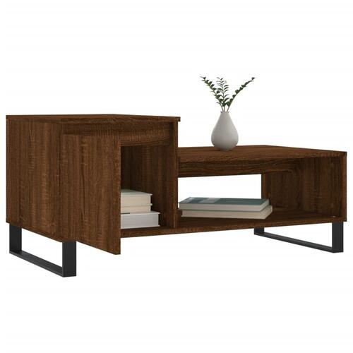 Sofabord 100x50x45 cm konstrueret træ brun egetræsfarve
