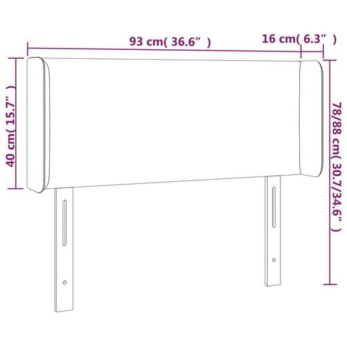 Sengegavl med LED-lys 93x16x78/88 cm fløjl lyserød