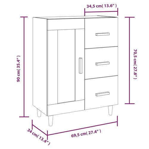 Skænk 69,5x34x90 cm konstrueret træ hvid