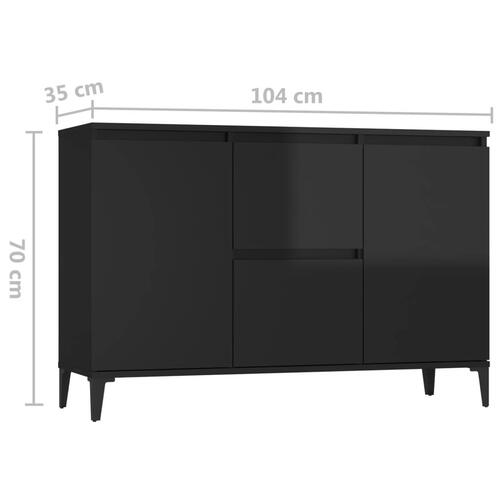 Skænk 104x35x70 cm spånplade sort højglans