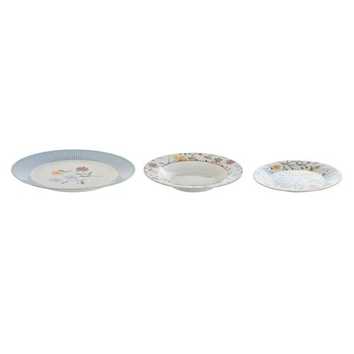 Spisestel Blå Hvid Porcelæn Floral 18 Dele 27 x 27 x 3 cm