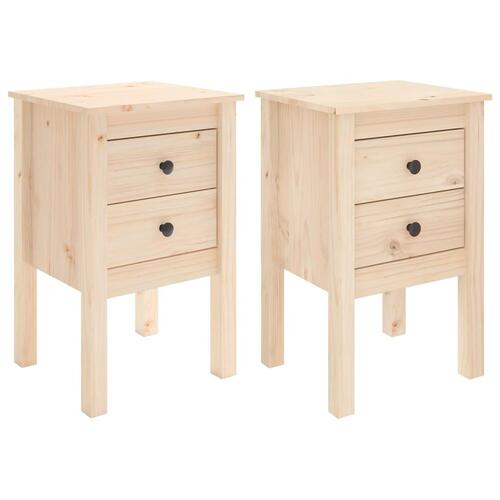 Sengeborde 2 stk. 40x35x61,5 cm massivt fyrretræ