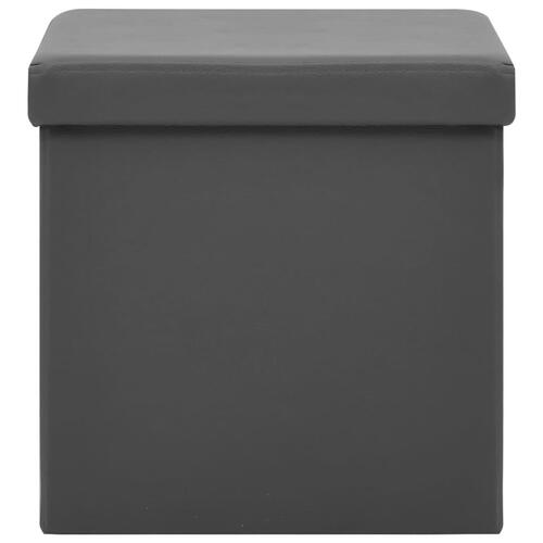Foldbare opbevaringspuffer 2 stk. PVC grå