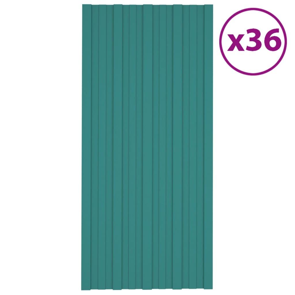 Tagplader 36 stk. 100x45 cm galvaniseret stål grøn