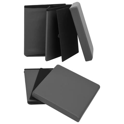 Foldbare opbevaringspuffer 2 stk. PVC grå