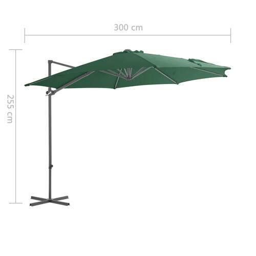 Hængeparasol med stålstang 300 cm grøn
