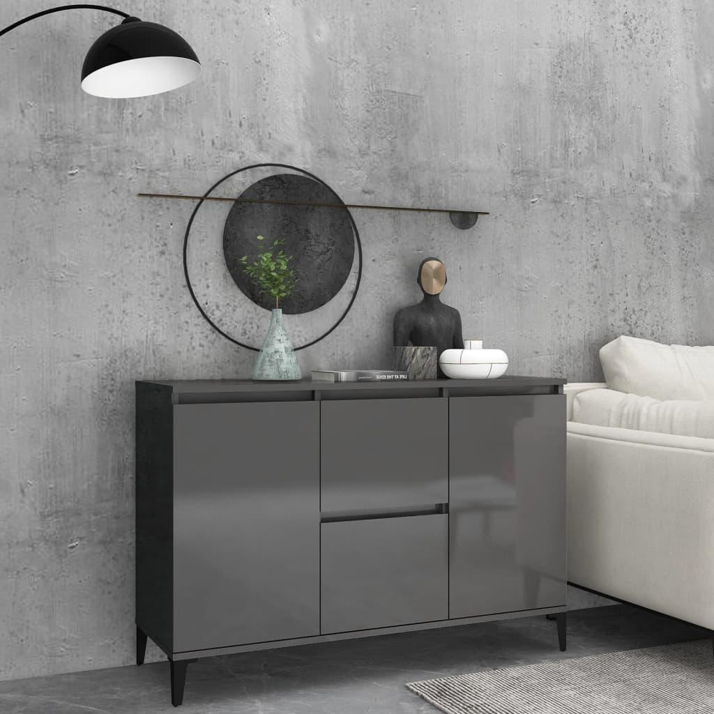 Skænk 104x35x70 cm spånplade grå højglans