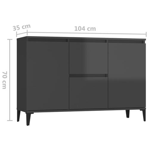 Skænk 104x35x70 cm spånplade grå højglans