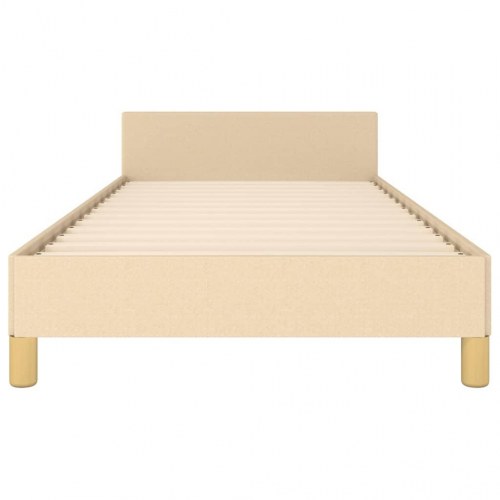 Sengeramme med sengegavl 80x200 cm - stof, cremefarvet