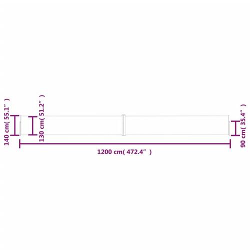 Sammenrullelig sidemarkise til terrassen 140x1200 cm antracit