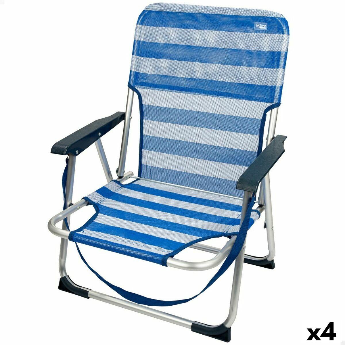 Strandstol Aktive Foldbar Blå 44 x 72 x 35 cm (4 enheder)