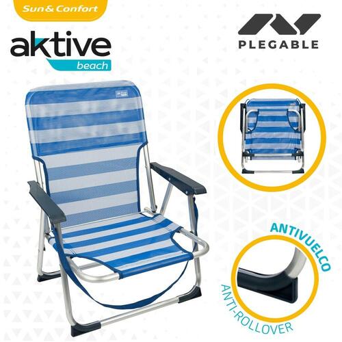 Strandstol Aktive Foldbar Blå 44 x 72 x 35 cm (4 enheder)