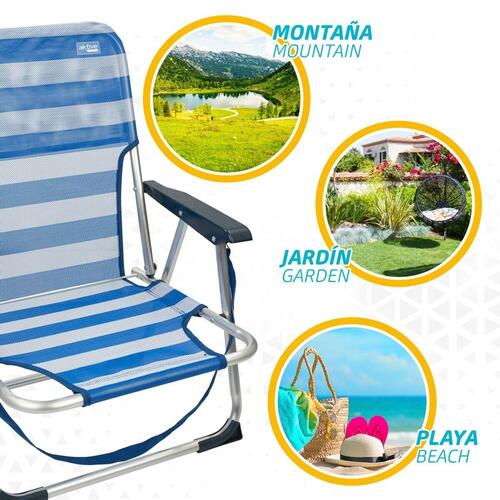 Strandstol Aktive Foldbar Blå 44 x 72 x 35 cm (4 enheder)