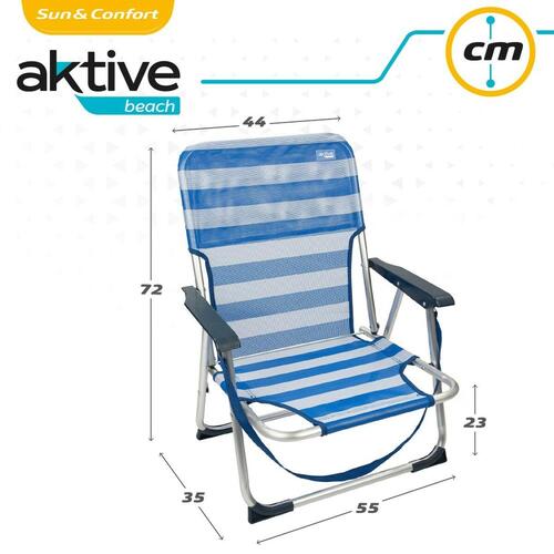 Strandstol Aktive Foldbar Blå 44 x 72 x 35 cm (4 enheder)