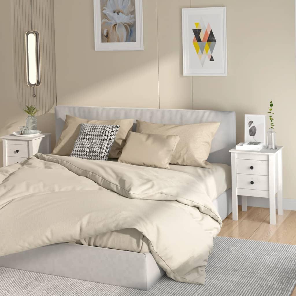 Sengeborde 2 stk. 40x35x61,5 cm massivt fyrretræ hvid
