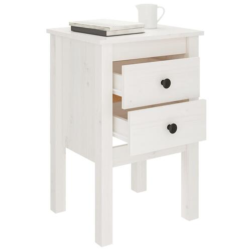 Sengeborde 2 stk. 40x35x61,5 cm massivt fyrretræ hvid