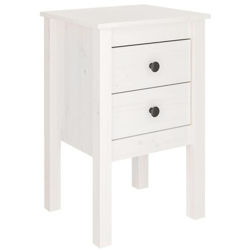 Sengeborde 2 stk. 40x35x61,5 cm massivt fyrretræ hvid