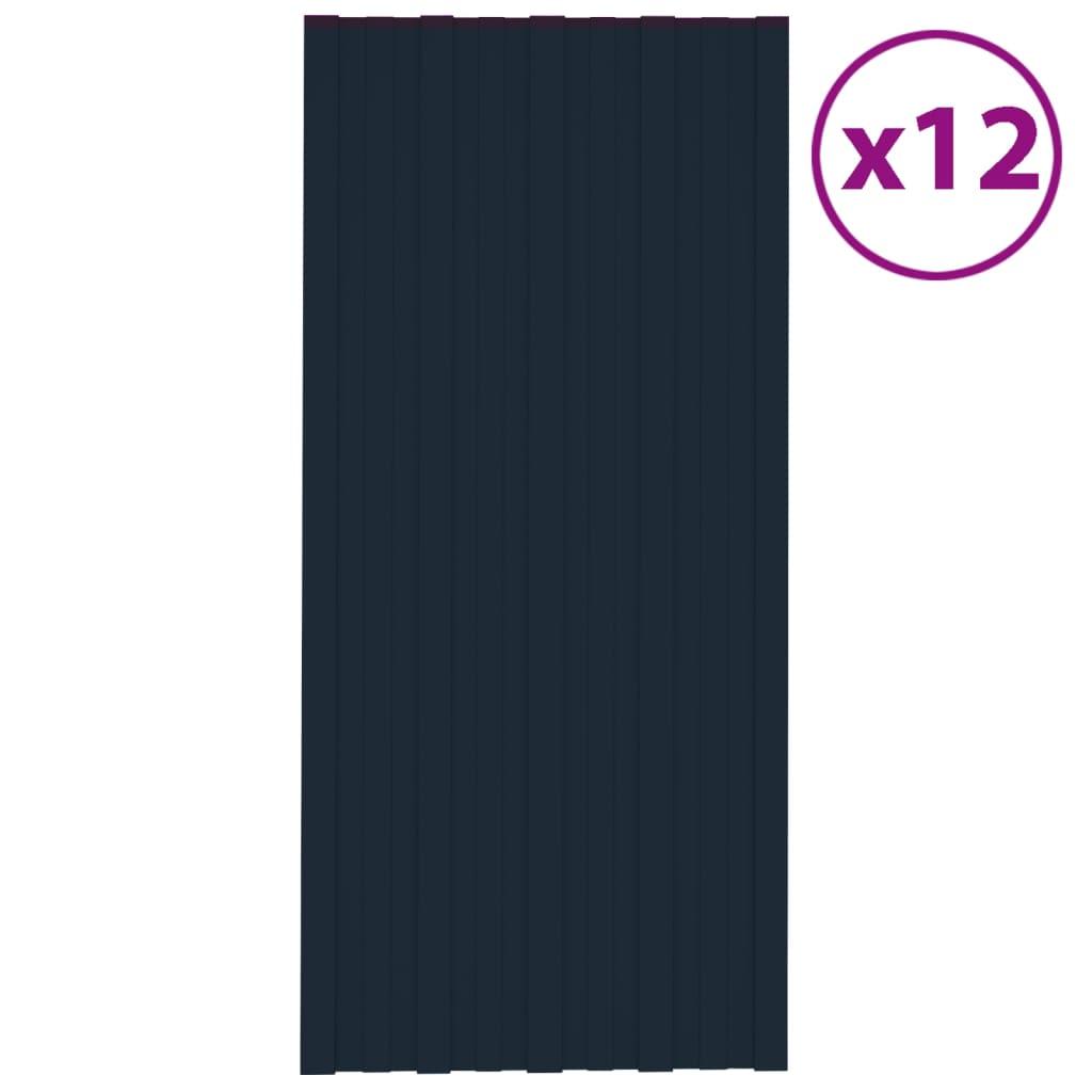 Tagplader 12 stk. 100x45 cm galvaniseret stål antracitgrå