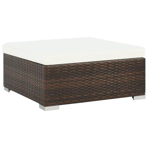 Haveloungesæt 8 dele med hynder polyrattan brun