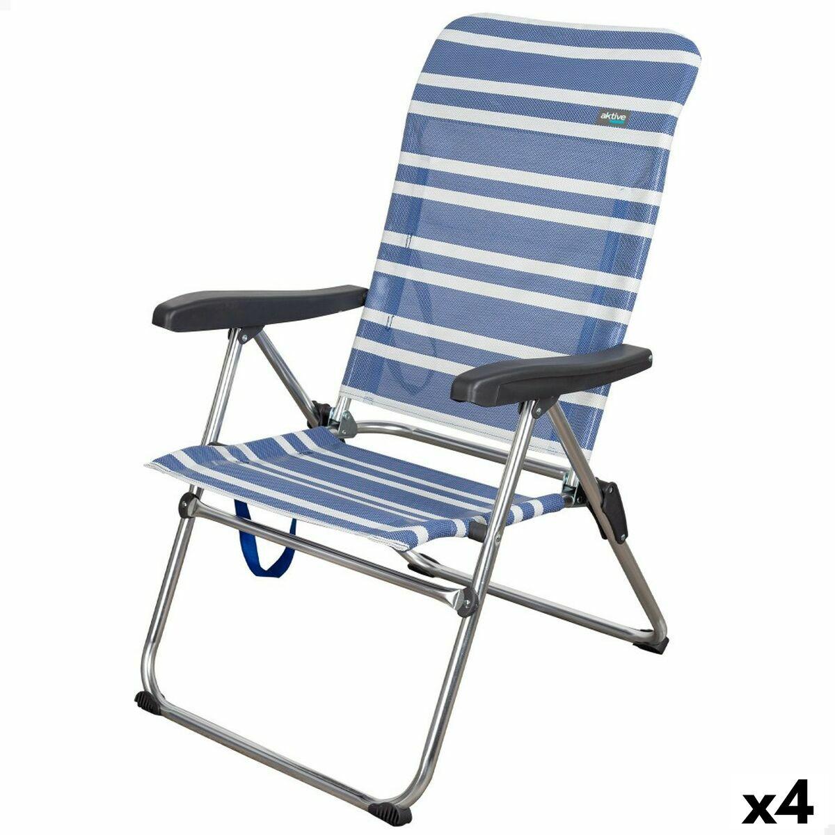 Strandstol Aktive Mykonos Blå 47 x 93 x 63 cm (4 enheder)