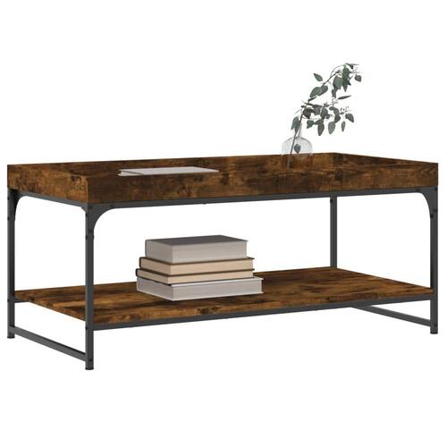 Sofabord 100x49x45 cm konstrueret træ røget egetræsfarve