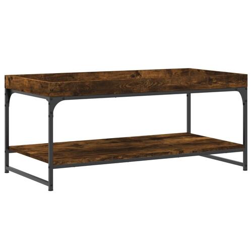 Sofabord 100x49x45 cm konstrueret træ røget egetræsfarve