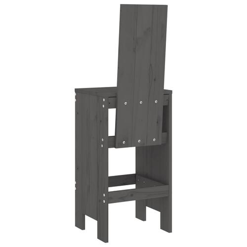 Barstole 2 stk. 40x42x120 cm massivt fyrretræ grå