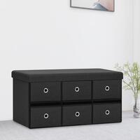 Foldbar opbevaringsbænk 76x38x38 cm kunstlærred sort
