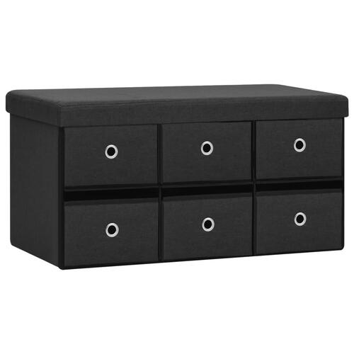 Foldbar opbevaringsbænk 76x38x38 cm kunstlærred sort