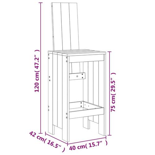 Barstole 2 stk. 40x42x120 cm massivt fyrretræ grå