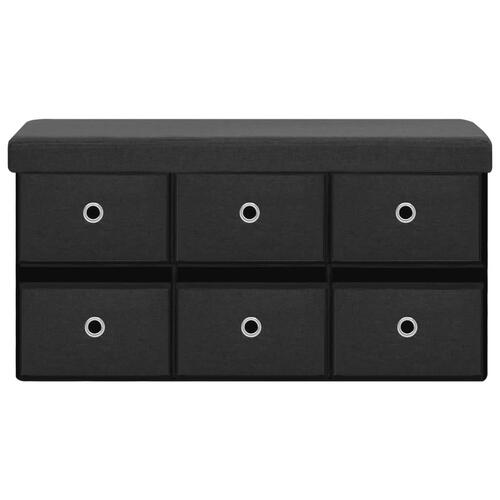 Foldbar opbevaringsbænk 76x38x38 cm kunstlærred sort