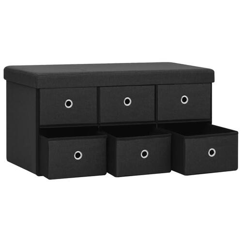 Foldbar opbevaringsbænk 76x38x38 cm kunstlærred sort
