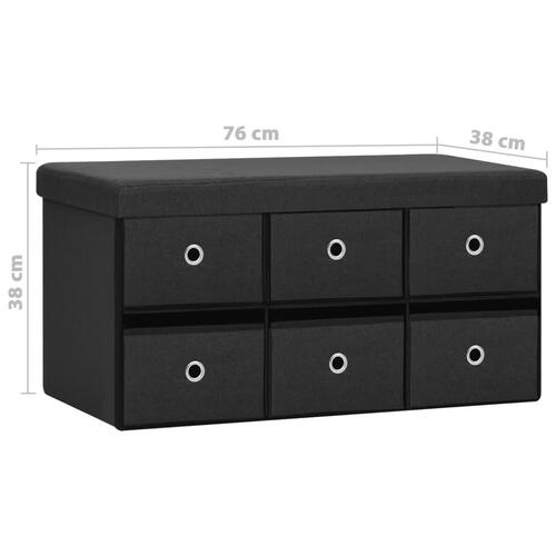 Foldbar opbevaringsbænk 76x38x38 cm kunstlærred sort