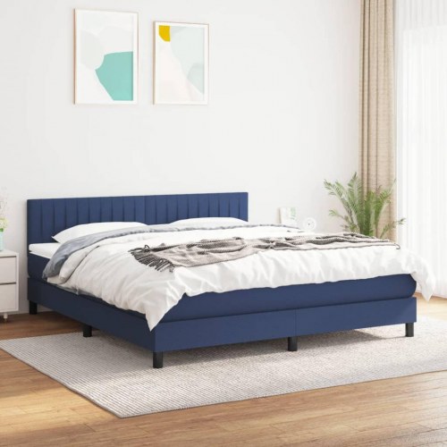 Kontinentalseng med madras 160x200 cm - stof, blå