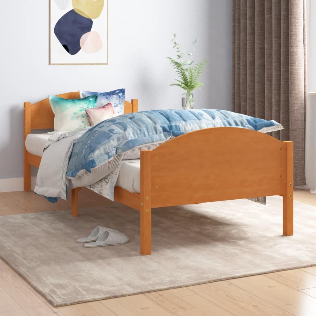 Sengestel 100x200 cm massivt fyrretræ gyldenbrun