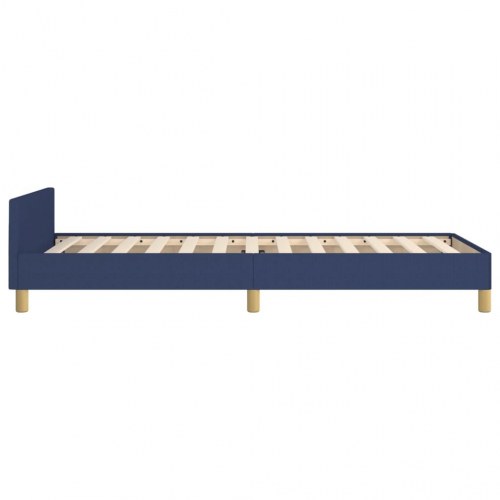 Sengeramme 80x200 cm i blå stof med justerbar sengegavl