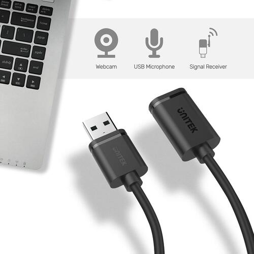 USB-kabel Unitek Y-C450GBK Han-stik/Hun-stik Sort 2 m